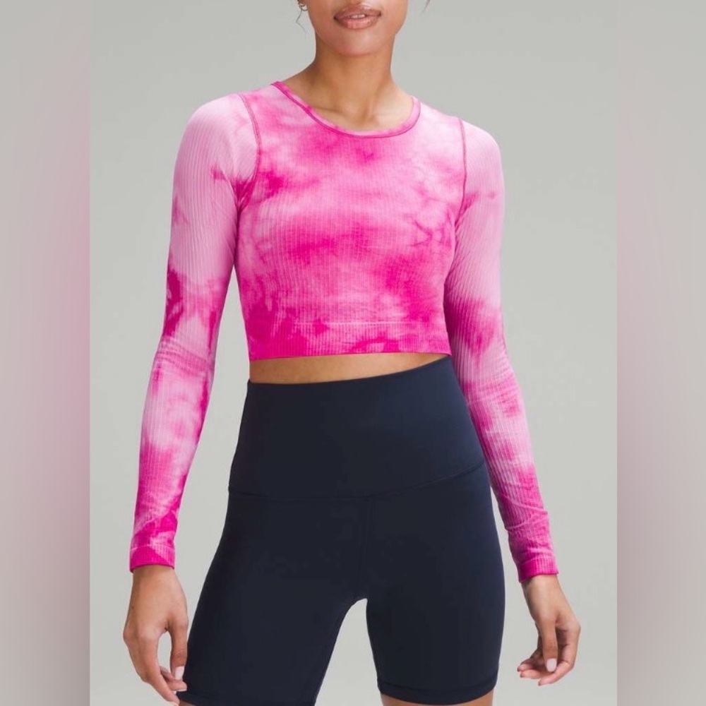 NWOT Lululemon Ebb to Street Long-Sleeve Shirt *Marble Dye Marble Dye Sonic Pink